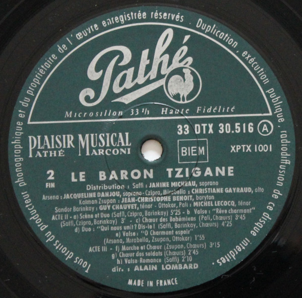 lataa albumi Johann Strauss, Janine Micheau JeanChristophe Benoit Guy Chauvet Jacqueline Danjou Christiane Gayraud Michel Lecocq Chœurs René Duclos Association Des Concerts Pasdeloup, Alain Lombard - Le Baron Tzigane