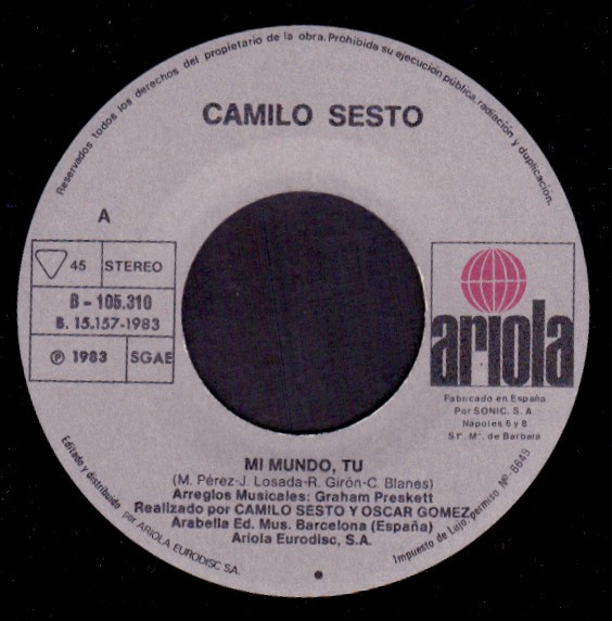 descargar álbum Camilo Sesto - Mi MundoTu