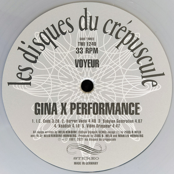 Gina X Performance - Nice Mover + Voyeur | Les Disques Du Crépuscule (TWI 1249) - 8