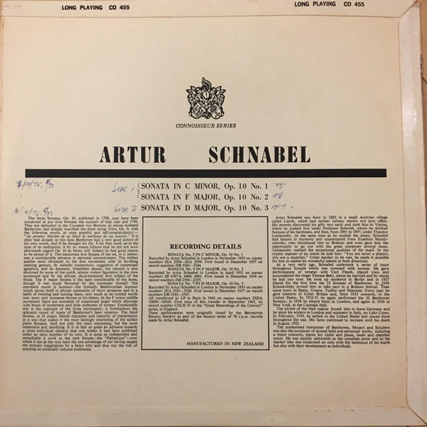 baixar álbum Artur Schnabel, Beethoven - Sonatas Sonata No 5 In C Minor Op 10 No 1 Sonata No 6 In F Major Op 10 No 2 Sonata No 7 In D Major Op 10 No 3