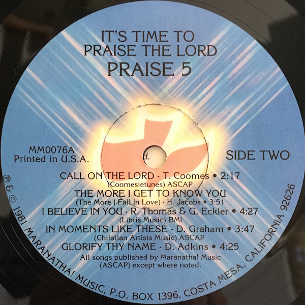 baixar álbum The Maranatha Singers - Praise Five Its Time To Praise The Lord