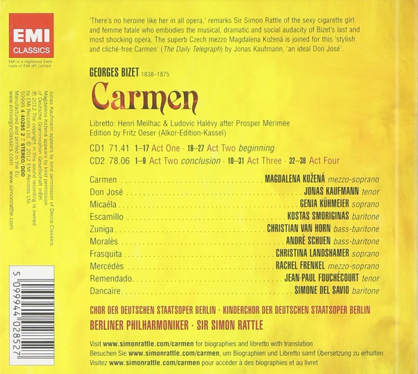 baixar álbum Bizet Magdalena Kožená, Jonas Kaufmann, Genia Kühmeier, Kostas Smoriginas , Berliner Philharmoniker, Simon Rattle - Carmen