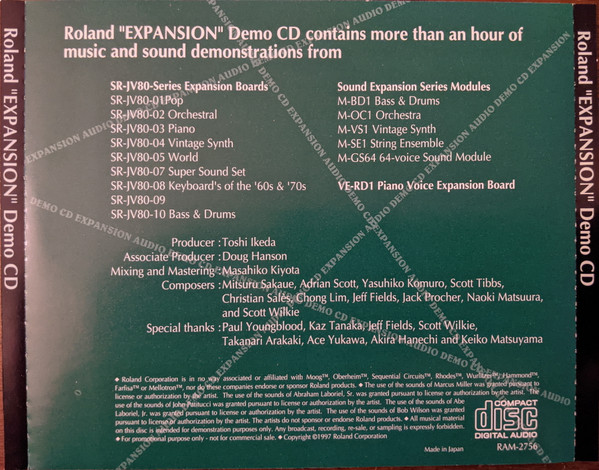 télécharger l'album Toshi Ikeda - Roland Expansion Audio Demo CD