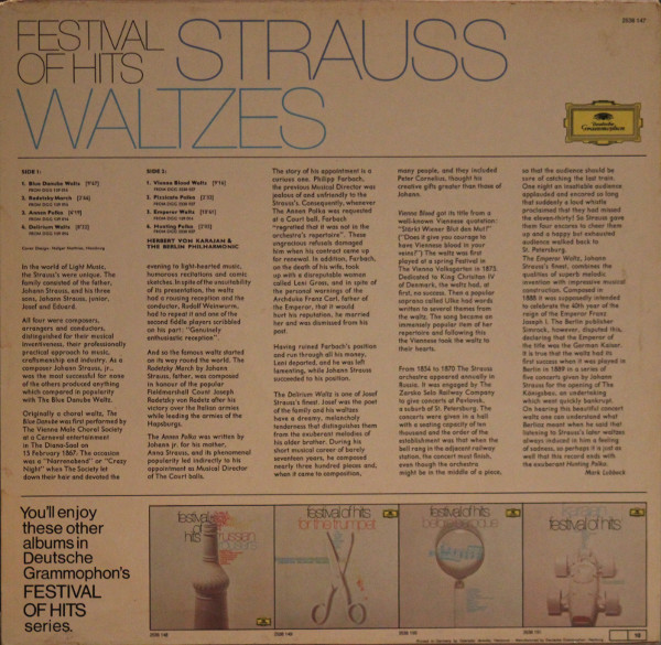 Herbert Von Karajan and The Berlin Philharmonic - Festival Of Hits: Strauss Waltzes | Deutsche Grammophon (2538 147) - 2