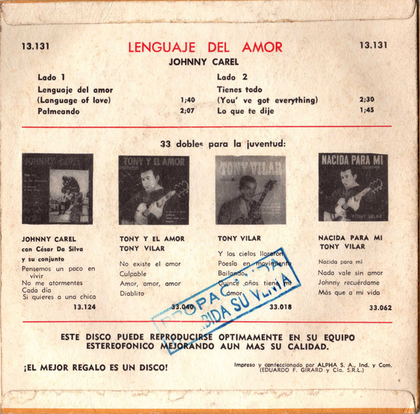 lataa albumi Johnny Carel - Lenguaje del Amor