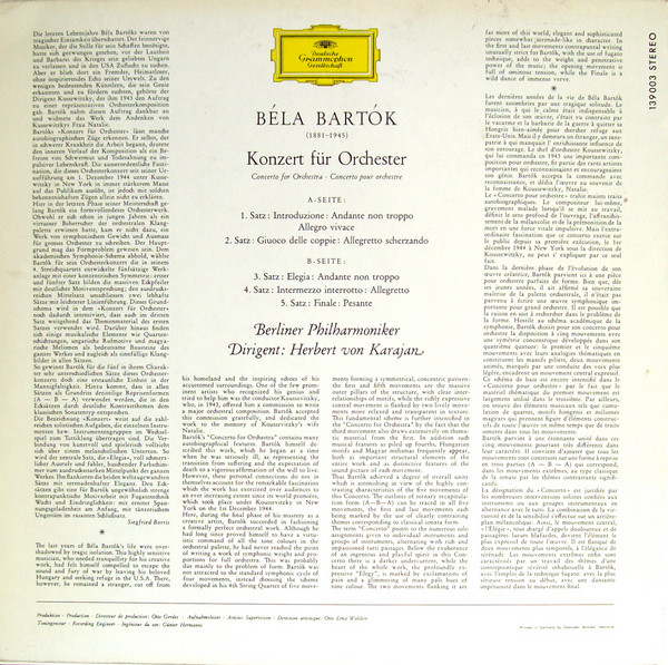 baixar álbum Bartók Berlin Philharmonic, Herbert von Karajan - Concerto For Orchestra