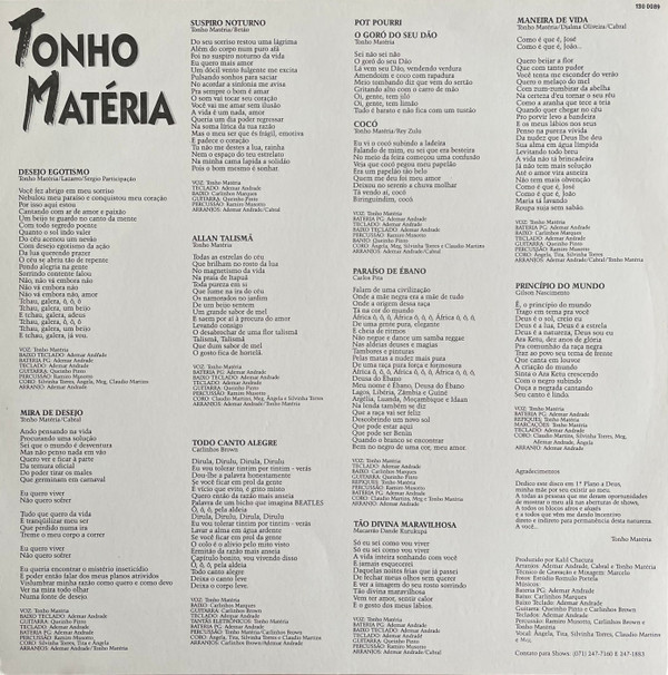 descargar álbum Tonho Matéria - Tonho Matéria