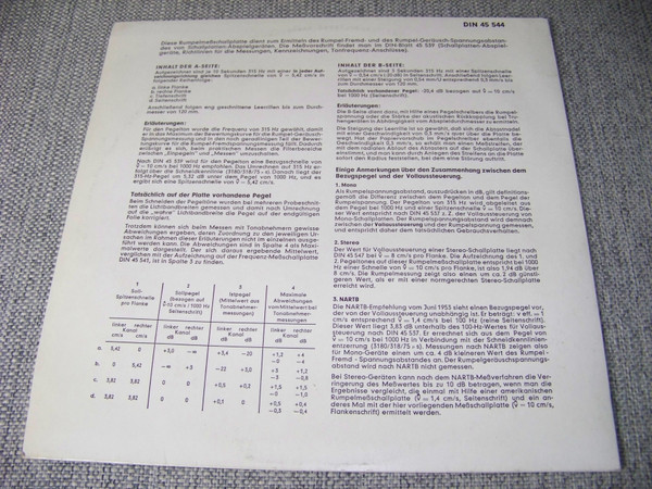 télécharger l'album Test Record Lab - DIN 45 544 Rumpel Mess Schallplatte