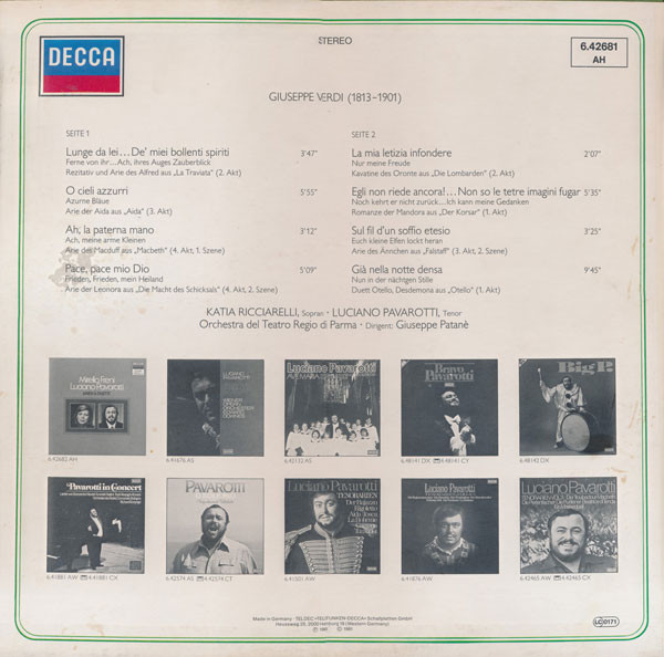 last ned album Giuseppe Verdi Katia Ricciarelli, Luciano Pavarotti - Arien