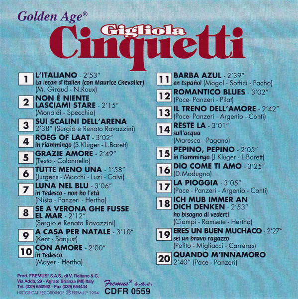 descargar álbum Gigliola Cinquetti - The Classic Collection Luna Nel Blu Con Amore