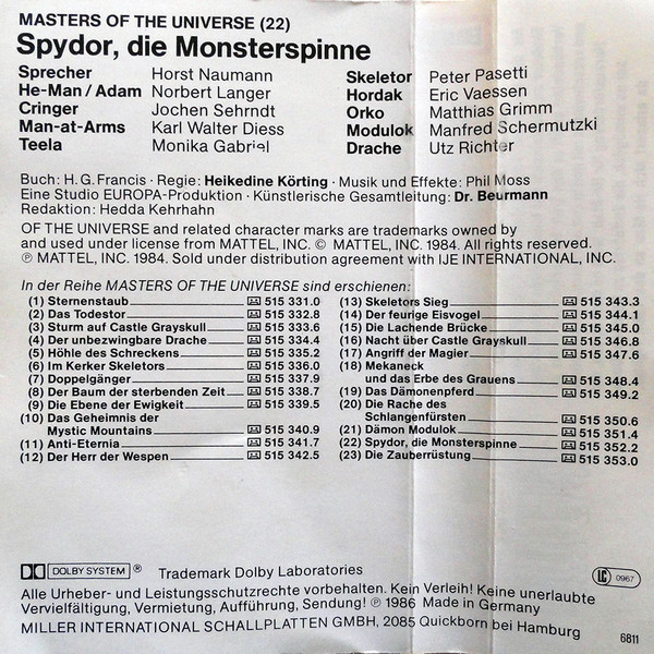 descargar álbum HG Francis - Masters Of The Universe 22 Spydor Die Monsterspinne