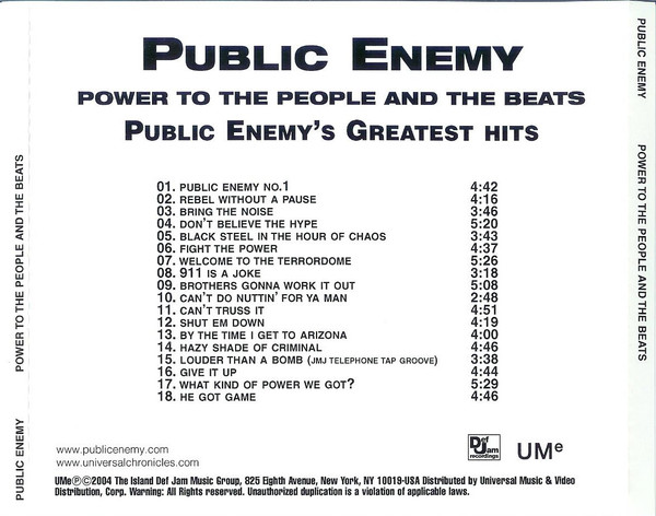 Public Enemy – Power To The People And The Beats (2004, Clean, CDr 