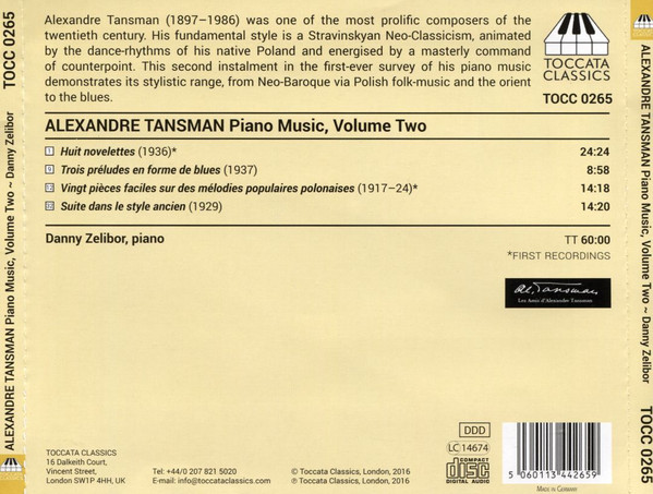 last ned album Alexandre Tansman, Danny Zelibor - Piano Music Volume Two