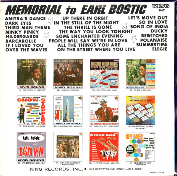 Album herunterladen Earl Bostic - Memorial To Earl Bostic
