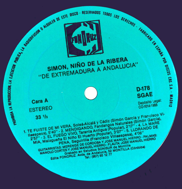 télécharger l'album Simón, Niño de la Ribera - De Extremadura a Andalucía
