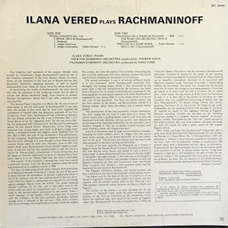 télécharger l'album Ilana Vered - Ilana Vered plays Rachmaninoff