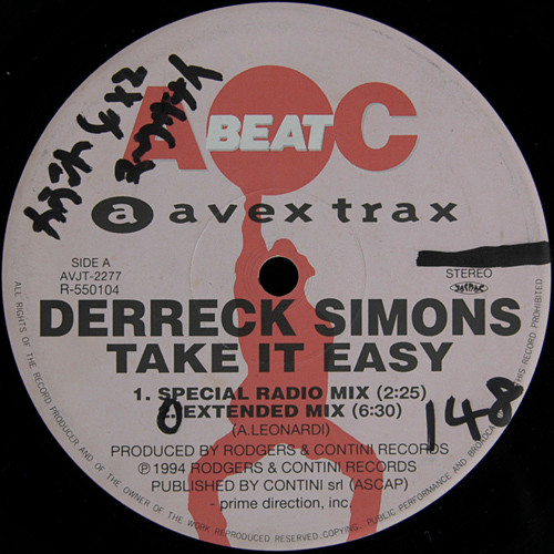 Derreck Simons / Valentina – Take It Easy / I Know (1994, Vinyl