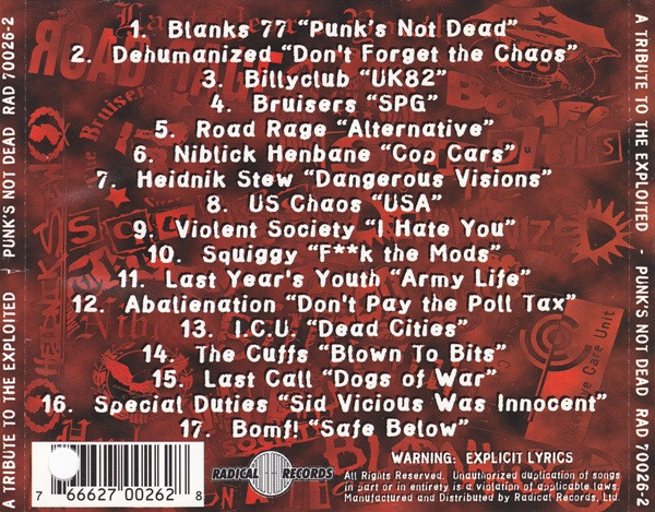 ＊CD V.A./TRIBUTE TO EXPLOITEDエクスプロイテッド 1999年作品 BLANKS77 US CHAOS VIOLENT SOCIETY CUFFS LAST CALL SPECIAL DUTIES