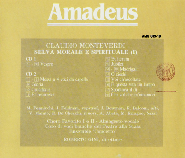 descargar álbum Claudio Monteverdi, Roberto Gini - Selva Morale E Spirituale I
