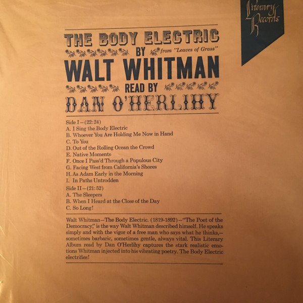 last ned album Dan O'Herlihy - The Body Electric By Walt Whitman