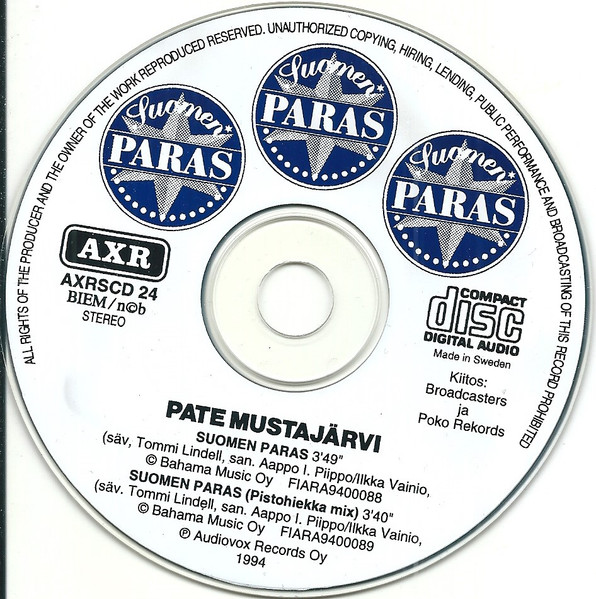 Pate Mustajärvi – Suomen Paras (1994, CD) - Discogs