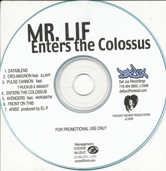 Mr. Lif – Enters The Colossus (2000, CD) - Discogs