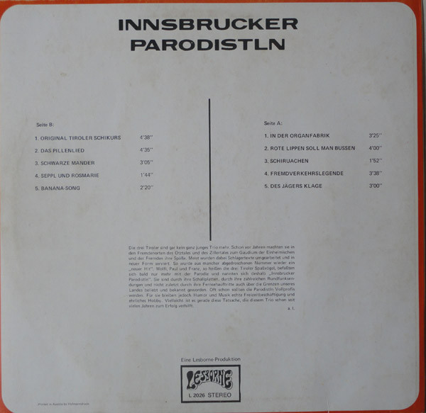 last ned album Innsbrucker Parodistln - Innsbrucker Parodistln
