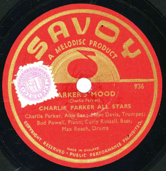 Charlie Parker All Stars – Barbados / Parker's Mood (1948, Shellac 