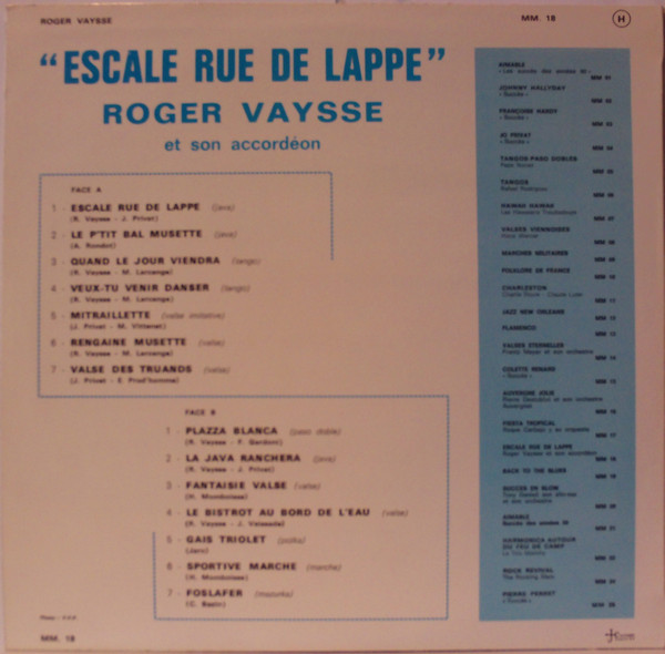 télécharger l'album Roger Vaysse Et Son Ensemble - Escale Rue De Lappe