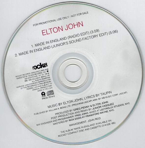 Made in England Elton John CD 