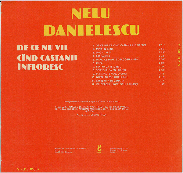 télécharger l'album Nelu Danielescu - De Ce Nu Vii Cînd Castanii Înfloresc