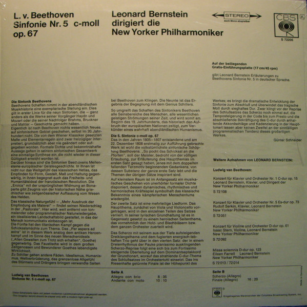 last ned album Beethoven, Bernstein, New Yorker Philharmoniker - Sinfonie Nr 5 Bernstein Dirigiert Die New Yorker Philharmoniker