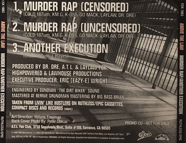 Above The Law – Murder Rap / Another Execution (1990, CD) - Discogs