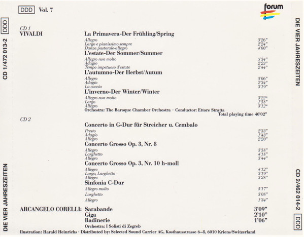 Album herunterladen Antonio Vivaldi, Baroque Chamber Orchestra, Ettore Stratta - Die Vier Jahreszeiten The Four Seasons