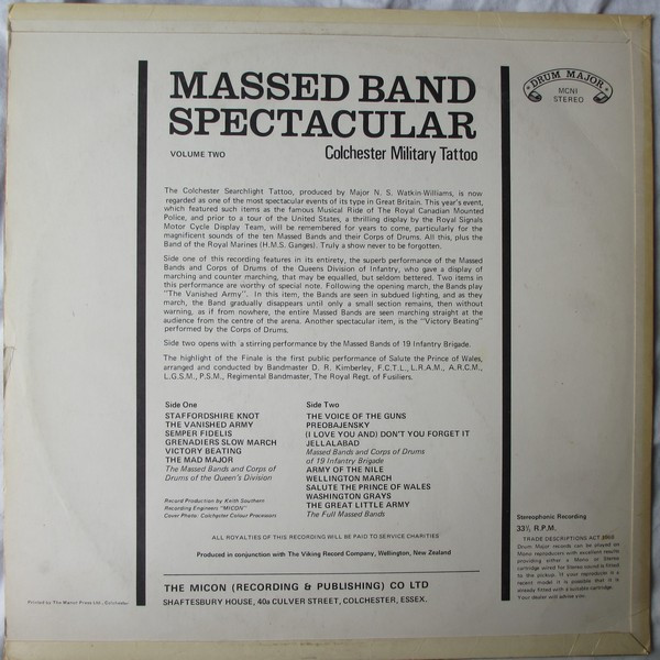 last ned album Various - Massed Band Spectacular Volume 2 Colchester Militray Tattoo