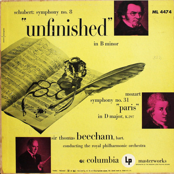 Album herunterladen Schubert Mozart, Sir Thomas Beecham Conducting The Royal Philharmonic Orchestra - Symphony No 8 Unfinished In B Minor Symphony No 31 Paris In D Major K297