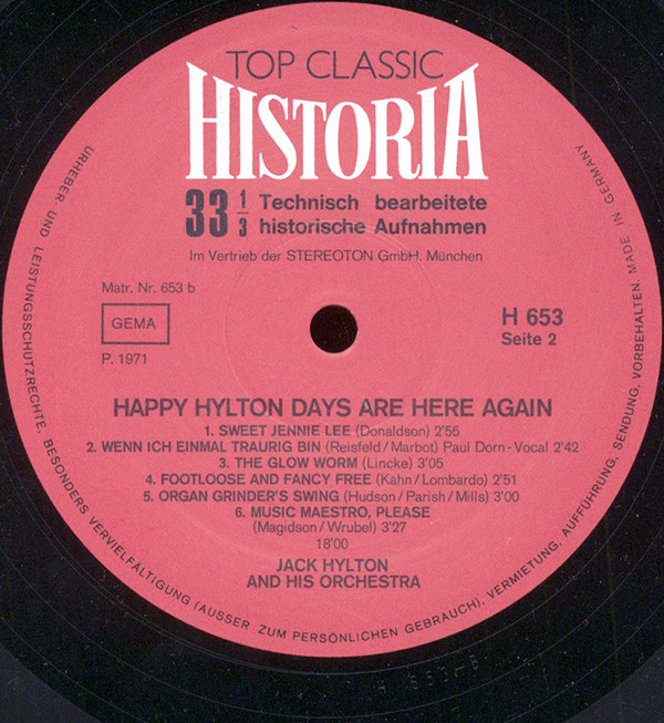 lataa albumi Jack Hylton And His Orchestra - Happy Hylton Days Are Here Again