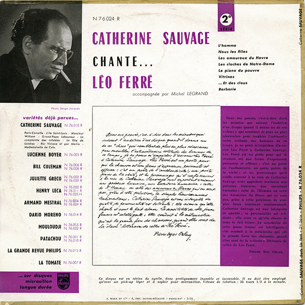 ladda ner album Catherine Sauvage - Catherine Sauvage Chante Léo Ferré