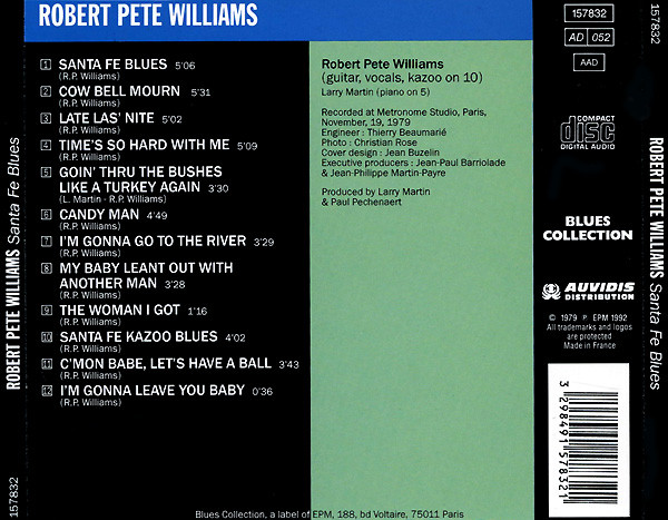 descargar álbum Robert Pete Williams - Santa Fe Blues Last Recordings