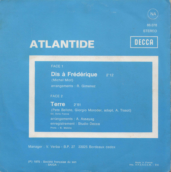 télécharger l'album Atlantide - Dis A Frederique