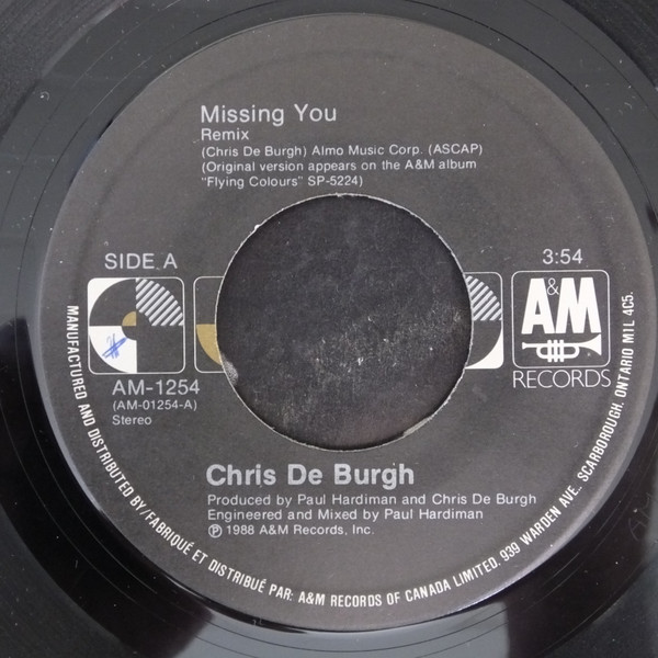 Chris de Burgh - Missing You | A&M Records (AM-1254) - 3