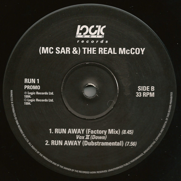 (MC Sar &) The Real McCoy - Run Away | Logic Records (RUN 1) - 3