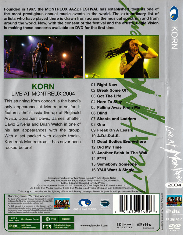 Korn - Live At Montreux 2004 | Eagle Eye Media (EE 39169-9) - 2