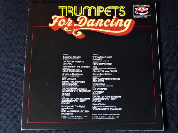 lataa albumi Orchester Roberto Delgado, Heinz Schachtner, Leif Uvemark, Orchester Max Greger, Orchester Hans Bertram, Bert Kaempfert Und Sein Orchester - Trumpets For Dancing