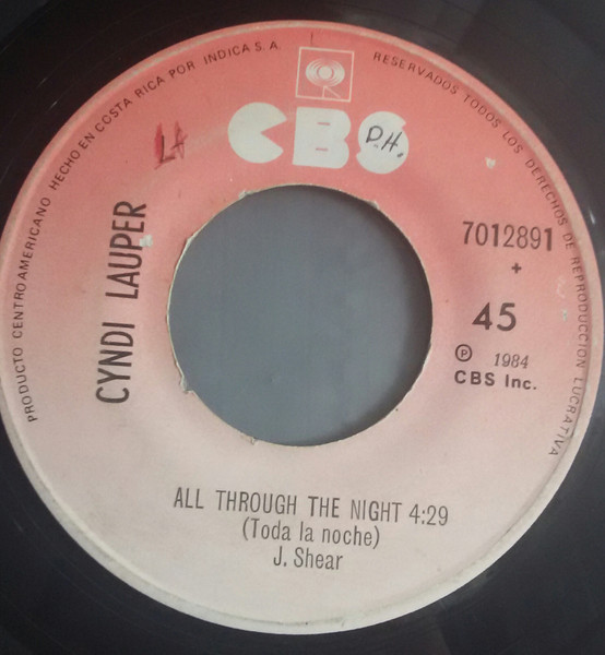 Cyndi Lauper – All Through The Night (1984, Vinyl) - Discogs