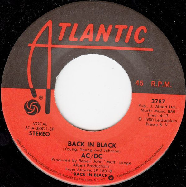 AC/DC – Back In Black (1981, Vinyl) - Discogs