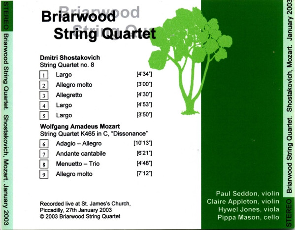 last ned album Briarwood String Quartet - Live Recording 27th January 2003