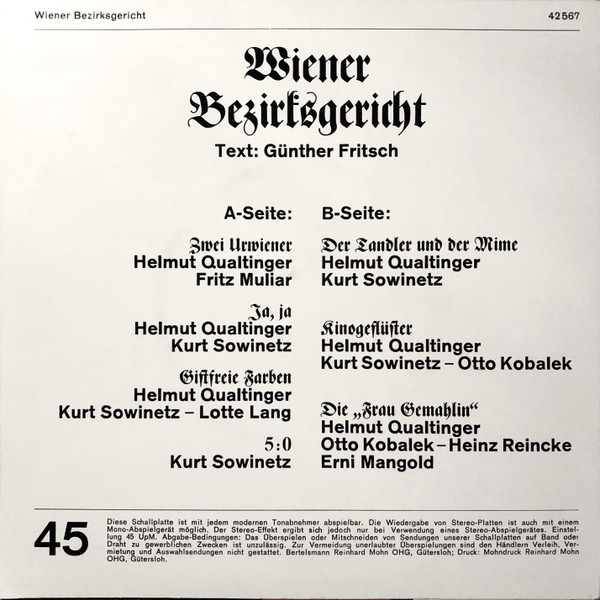 baixar álbum Download Günther Fritsch, Helmut Qualtinger, Kurt Sowinetz - Wiener Bezirksgericht album