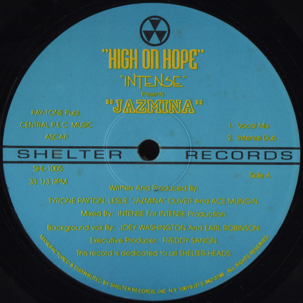 Intense Presents Jazmina – High On Hope (1993, Vinyl) - Discogs