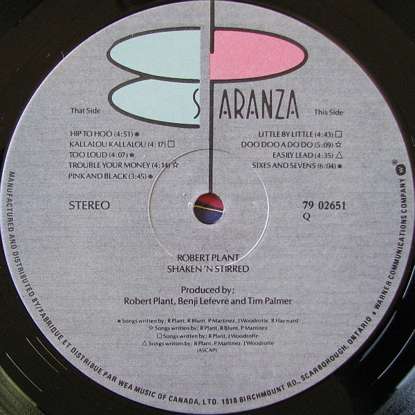 Robert Plant - Shaken 'N' Stirred | Es Paranza Records (79 02651) - 3